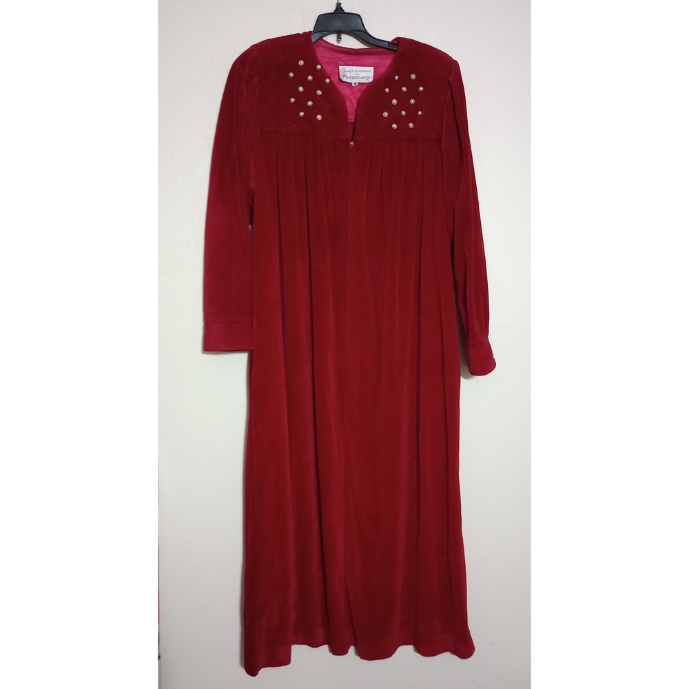 Vintage Leigh Karmitz for Periphery Red Velour Pearl Embellished Robe Kaftan M